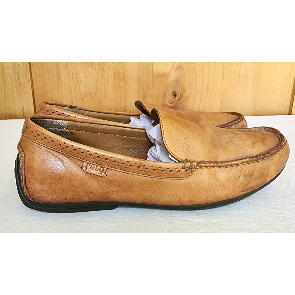 Polo Ralph Lauren US 10 Brown Leather Penny Loafers Quiet Luxury Prep School - Picture 2 of 9